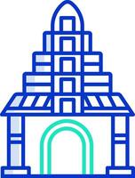 A building with a green and blue outline vector