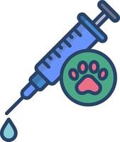 A syringe and a paw print on a white background vector