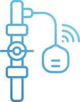 A blue and white icon of a water pipe with a wireless device vector