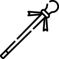 A black and white drawing of a wand vector