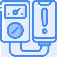 A blue and white icon of a phone and a meter vector