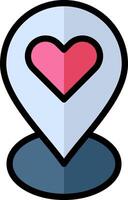 A heart icon on a map marker vector