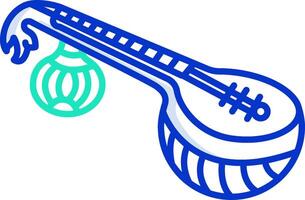 A blue and green instrument with a string vector