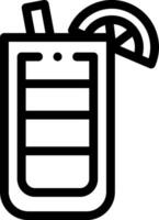 A black and white image of a drink with a slice of lemon vector