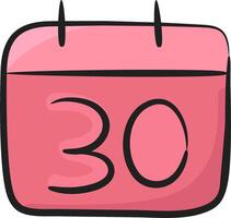 A pink calendar with the number 30 on it vector
