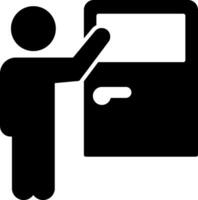A man is holding a door open with his hand vector