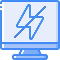 A computer monitor with a lightning bolt on it vector