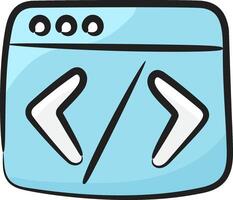 A blue computer with two arrows on it vector