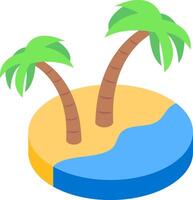 An island with two palm trees and a blue water vector