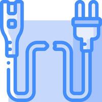 A blue cord with two plugs on it vector