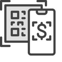 A black and white image of a phone and a qr code vector