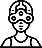 A black and white icon of a person wearing a helmet vector