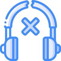 Headphones icon with x and cross vector