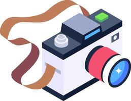 A camera with a strap and a strap vector