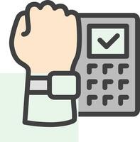 A hand holding a calculator and a check mark vector