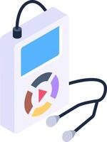 A mp3 player with a stethoscope on top vector