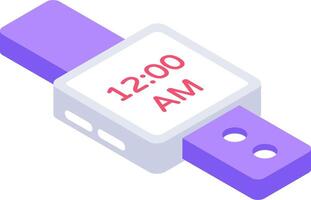 A purple watch with the time 12 am on it vector