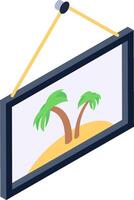 A picture frame with palm trees hanging from it vector