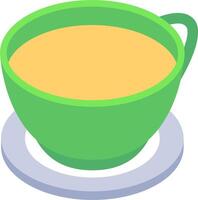 A green cup with a saucer on top vector