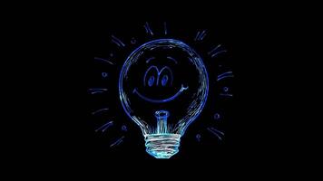 Neon frame effect, Lightbulb Symbolizes ideas on black background video