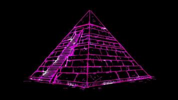 Neon frame effect, Pyramid on black background video