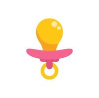 Yellow and pink baby pacifier with a ring handle vector