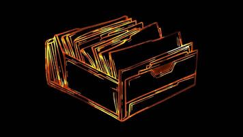Neon frame effect, Folder with Documents on black background video