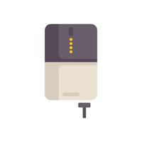 Power bank showing battery status while charging using usb cable icon vector