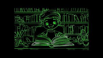 Neon frame effect, Open and Read Book on black background video