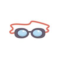 Swimming goggles with red strap lying on white background vector