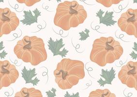 autumn horizontal poster with orange round pressed pumpkins with various autumn leaves with reduced transparency vector