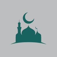 Simple Mosque Silhouette with Crescent Moon Design vector
