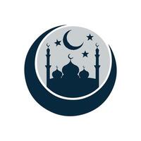 Circular Mosque Scene with Moon and Stars vector