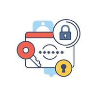 a flat line icon of a padlock and key vector