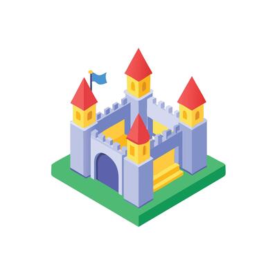 a castle with a flag on top of it
