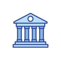 a building with columns and a clock icon vector