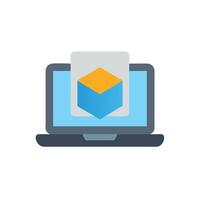 a laptop with a cube on it vector