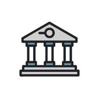 a bank building icon with a magnifying glass vector