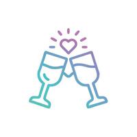 two glasses of wine with a heart in the middle vector