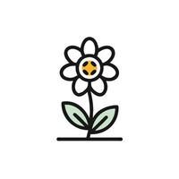 a flower with a yellow center is shown in a line style vector