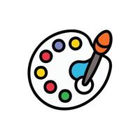 a colorful paint palette with a paint brush on it vector