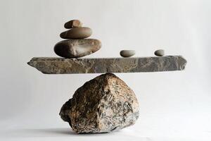 Balancing rock sculpture symbolizing harmony and inner peace photo