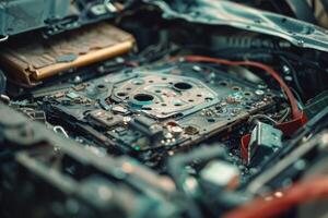 Electronic waste polluting the environment with hazardous materials photo