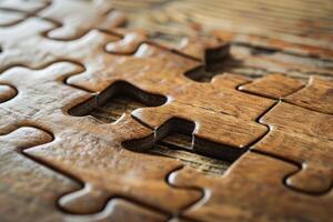 Wooden puzzle showing concept of problem solving photo