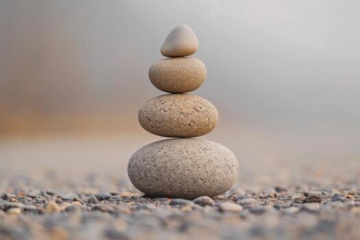 apilar de gris equilibrado zen piedras en borroso antecedentes foto