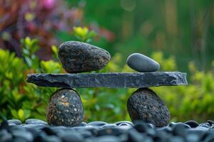Balancing rocks displaying harmony and balance in nature photo