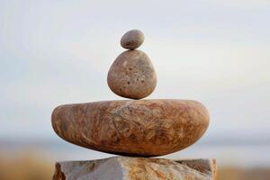 Balancing stones representing stability and harmony in nature photo