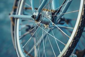 Bicycle wheel spokes showing speed and motion blur photo