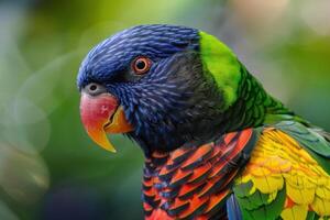 Rainbow lorikeet posing on a blurred background photo