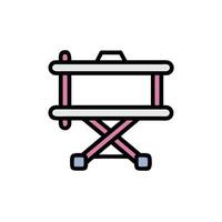a pink and white table with a chair on it vector